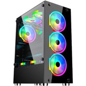 Resim Gameforce Glass 4 x 120 MM RGB Kontrolcü ve Kumandalı Fanlı Oyuncu Kasası 