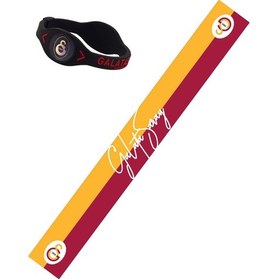 Resim Galatasaray Lisanslı Yazılı Şal Atkı Ve Siyah Performans Bileklik Sarı - Kırmızı 