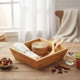 Resim Deconox Bambu Lüx Kare Orta Boy Ekmeklik-Meyvelik 20cm, Bambu Ekmeklik Kare Orta Boy 20cm 