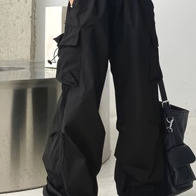Resim Şık Yüksek Bel Geniş Paça Pantolonlar ve Büyük Cep Detayları - Günlük, Esnemez Polyester, Makinede Yıkanabilir - Düz Renk, Her Mevsim Kadın Modası 