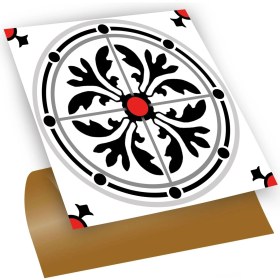 Resim Tink Kendinden Yapışkanlı Fayans Kaplama Kırmızılı Yuvarlak Solo Desenli Pvc Karo 30X30 cm (33 Adet) 3 M² 