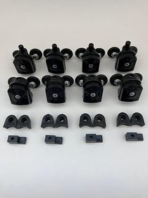 Resim Cam Duşakabin Tekerleği Metal Ayaklı Siyah Plastik 8'li Tam Set 