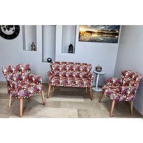 Resim Azra Mobilya Çay Seti Koltuk Takımı - Cafe - Balkon - Bahçe - Ofis Mobilyası - Oturma Grubu Kırmızı 