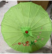 Resim Globalbloom Yeşil Ahşap Çerçeveli 22 Parçalı El Yapımı Vintage Kağıt Şemsiye 