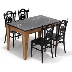 Resim Avrupa / Keops Mutfak Masa Takımı 1 Masa 4 Sandalye - Siyah 