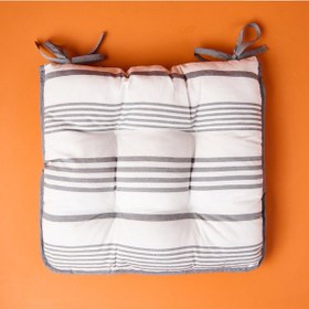 Resim Soft Elegant Curves Kalın Çizgili Sandalye Minderi - Ekru / Siyah - 43x43 Cm Renkli 