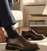 Resim TUNAELLİ ERKEK KAHVERENGİ HAKİKİ DOĞAL DERİ 39-45-46 NUMARA BAĞCIKLI OXFORD AYAKKABI 