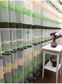 Resim Enine Çizgili Bantlı Spor Tül Perde, 500x260, Seyrek Pile, 1/2 