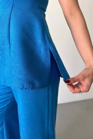 Resim Genel Markalar eyesof JAKAR KETEN KOLSUZ BLUZ-PANTOLON TK - Mavi 