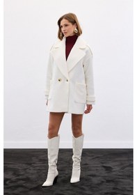 Resim Sateen Buklet Kısa Kaban - Ekru-136599 Ekru 