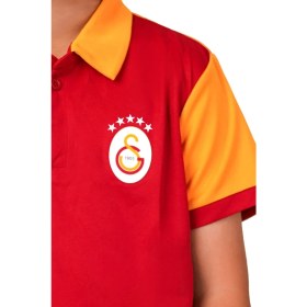 Resim Galatasaray Lisanslı 5 Yıldız Polo Yaka Çocuk Forma T-Shirt 