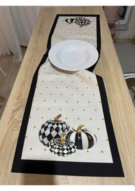 Resim Balkabağı Desenli Runner Takımı 40 X 140 Renkli 