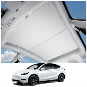 Resim Challenger Tesla Titanflex Güneşlik Seti Gri Beyaz Hafızalı Titanyum Çerçeve 2020-2024 Model Y 