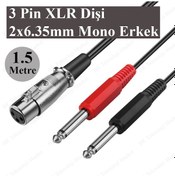 Resim 3-Pin Xlr Dişi To 2 X 1-4 "6.35Mm Mono Erkek Trs Y Kablo - 1.5 M 