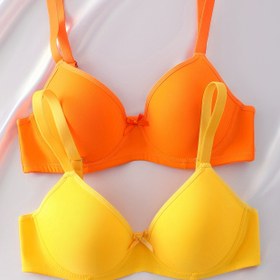 Resim 2'li Kadınlar İçin Dikişsiz Tek Renkli Sütyen ile Püsküllü, İnce Tel Askılı Push-Up Ayarlanabilir Sütyen, Solunabilir Konforlu Çorap, Naylon Kumaş, Casual Stil, Yüksek Destek, Çelik Büstiyer, Yetişkin Beden 