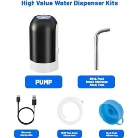 Resim Myvision Otomatik Içme Suyu Pompası, USB Şarj, Evrensel 5 Galon Şişe Için Taşınabilir Elektrikli Su Sebili Anahtarı - Siyah 