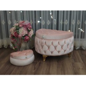 Resim alya çeyiz sandık Yarımay Kapitone Ikili Pudra Sandık 