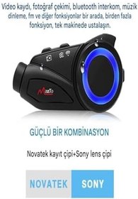 Resim Yeni Sürüm Maxto M3 intercom 360 Derece Dönen Kask Klipsli Kameralı Motosiklet Kask İntercomu 