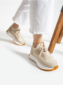 Resim Alemdar Shoes ARON Krem Triko Kadın Sneakers 