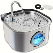 Resim 3.2L/108z Otomatik Kedi Su Çeşmesi Paslanmaz Çelik Evcil Hayvan Su Kabı Pencere Çoklu Filtre Sistemi Sessiz Temizlemesi Kolay 2 Akış Modu Fişli Köpek ve Kedi Su Kabı 5V 1A Fiş Yok 