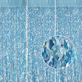 Resim 1 Adet Hafif Mavi Dalgalı Folyo Püsküllü Arka Plan Tabak, 100,58 cm x 201,17 cm, Parlak Streamer Tinsel, Plastik, Çok Amaçlı Parti Fotoğraf Arka Planı, Düğün, Doğum Günü, Mezuniyet, Noel, Karnaval, Bahçe ve Oda Dekoru, Elektrik Gerektirmez 