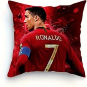 Resim 1 adet Ronaldo #7 Canlı Kırmızı ve Mavi Futbol Yıldızı Dekoratif Yastık Kılıfı - 17,7x17,7 İnç Yumuşak Peluş, Makinede Yıkanabilir Zip ile - Yatak Odası, Oturma Odası ve Tatil Ev Dekoru için İdeal (Eksik Değil), Futbol Odası Dekoru 