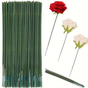 Resim 100 adet Plastik Çiçek Sapı Çiçekçi Tel Sapları Yeşil Çiçek Tel Yapay Çiçek Sapları Plastik Çiçek Çubukları Sap Yeşil Sap Tel DIY El Sanatları Buket Yapımı için 