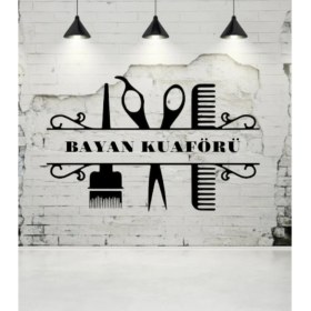 Resim Kuaförü Seti Firca Makas Tarak Güzellik Salonu Işyeri Cam Yapışkanı Sticker 