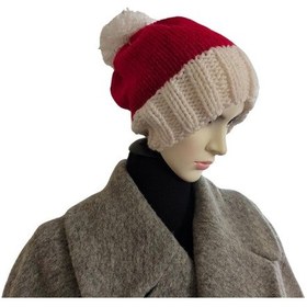 Resim Nvsisters Kırmızı-beyaz Örgü Kışlık Unisex Bere Beyaz - Kırmızı 