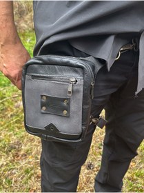 Resim Tantobushcraft Su Geçirmez Deri & Nubuk Siyah Motorcu Bacak & Bel Çantası – Outdoor / Motosiklet -Tantobushcraft 