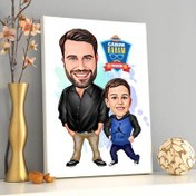 Resim Şık Baba ve Oğlu Karikatürlü Kanvas Tablo 