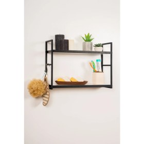 Resim Mudesa Metal Ahşap Banyo Duvar Rafı Duvar Monte Banyo Organizer 