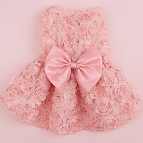 Resim 1pc Prenses Pembe Düğme Köpek Elbisesi - Dikişli Çiçekli Polyester Üst - Küçük ve Orta Boy Irklar için Makine Yıkamalı Tüm Mevsim Evcil Hayvan Giysisi 