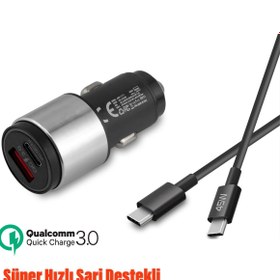 Resim EXENAR 45W Hızlı Araç Şarj Aleti Type C Telefonlar İçin 45W Hızlı Araba Şarjı Cihazı ve Kablo 