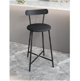 Resim Bar Sandalyesi Mutfak Taburesi Döşemeli 1514 Siyah 