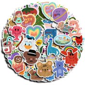 Resim 100 adet Sanatsal Yağlıboya Stili Stickerlar, Scrapbooking, Laptoplar & El İşleri için Yeniden Kullanılabilir Washi Kağıt Çıkartmaları 