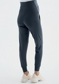 Resim Çapraz Kemer Yüksek Bel Cepli Hamile Jogger Eşofman Altı E03 - Siyah / XL 