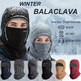 Resim Erkekler & Kadınlar için Hepsi Bir Arada Kış Balaclava Yüz Maskesi & Boyun Isıtıcı - Rüzgar Geçirmez Termal Sakallı Yaka, Kayak, Snowboard için Tam Kapsama - Çok Renkli Seçenekler (Siyah, Gri, Kahverengi, Mavi, Kırmızı) - Dönüştürülebilir Şapka/Kulaklıklar 