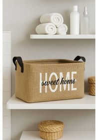 Resim Home Baskılı Jüt Çamaşır Kirli Oyuncak Sepeti 30 X 22 X 18 Çok Renkli 