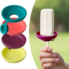 Resim 1 adet/4 adet Silikon Dondurma Standı - Sızdırmaz Dondurma Tutucu, Damlama Önleyici Kapak, Canlı Renkler (Teal, Kırmızı, Mor, Sarı), Çocuklar İçin Taşınabilir Kalıp Tepsisi, Yaz Tatilleri İçin İdeal, Dondurma Tutucu | Renkli Dondurma Tutucu | Dayanıklı Silikon Malzeme, Dondurma Standı 