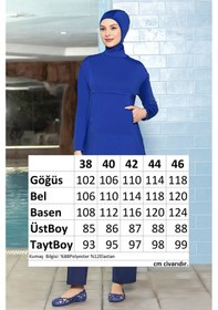 Resim Armes Önü Cepli Likralı Tam Kapalı Tesettür Mayo 1254 Saks Saks Mavi 