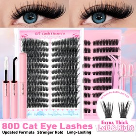 Resim 192/160 adet Kabarık 80D Bölümlü Küme Sahte Kirpik - 10-18mm Tek Düğümler, Kalın ve Doğal Görünüm, Kedi Göz Etkisi, Yeniden Kullanılabilir ve Hafif Bağ ve Mühür Cımbız Fırça ile Başlangıçlar, Seyahat, Evde DIY Kirpik Uzatma, Evde Makyaj Temelleri, DIY Kozmetik Aksesuarı, Dayanıklı Kirpik Uzatmaları 
