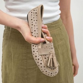 Resim Mio Gusto Hazel Bej Renk Püsküllü Kadın Loafer 
