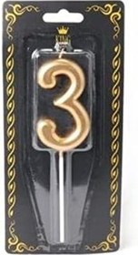 Resim MİLYONCUAVM Milyoncu 3 Yaş Gold Rakam Mum 