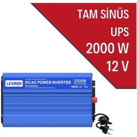 Resim Lexron - İnges 12 Volt 2000 Watt 2 Kw Ups Şebekeden Şarj Edilebilir İnverter İnvertör - Karavan 