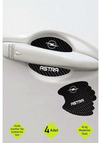 Resim Karbon Kaplama Opel Astra Kapı Çukuru Çizik Önleyici Şık Folyo Koruma Seti Astra Yazılı 4 Adet 