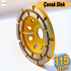 Resim Badem10 Beton Mermer Granit Taşlama Elmas Çanak Disk Yüzey Silme Temizleme Çift Sıra Segmanlı 115 mm 