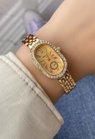 Resim TakıDolabı Altın Renk Taş Detaylı Çelik Kordonlu Kadın Saat 