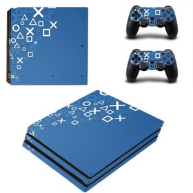 Resim Kt Grup Mavi Arkaplan Beyaz Kol Düğmeleri Playstation 4 Pro Full Sticker Kaplama 