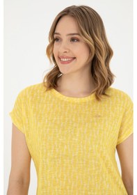 Resim U.S. Polo Assn. Kadın Sarı Bisiklet Yaka Tişört 50281790-VR044 
